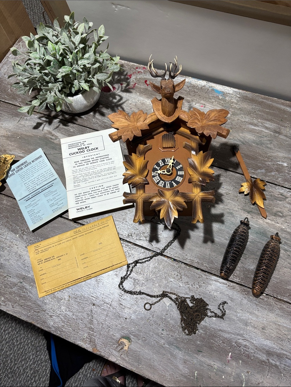 vintage Welby Black Forest style cuckoo clock